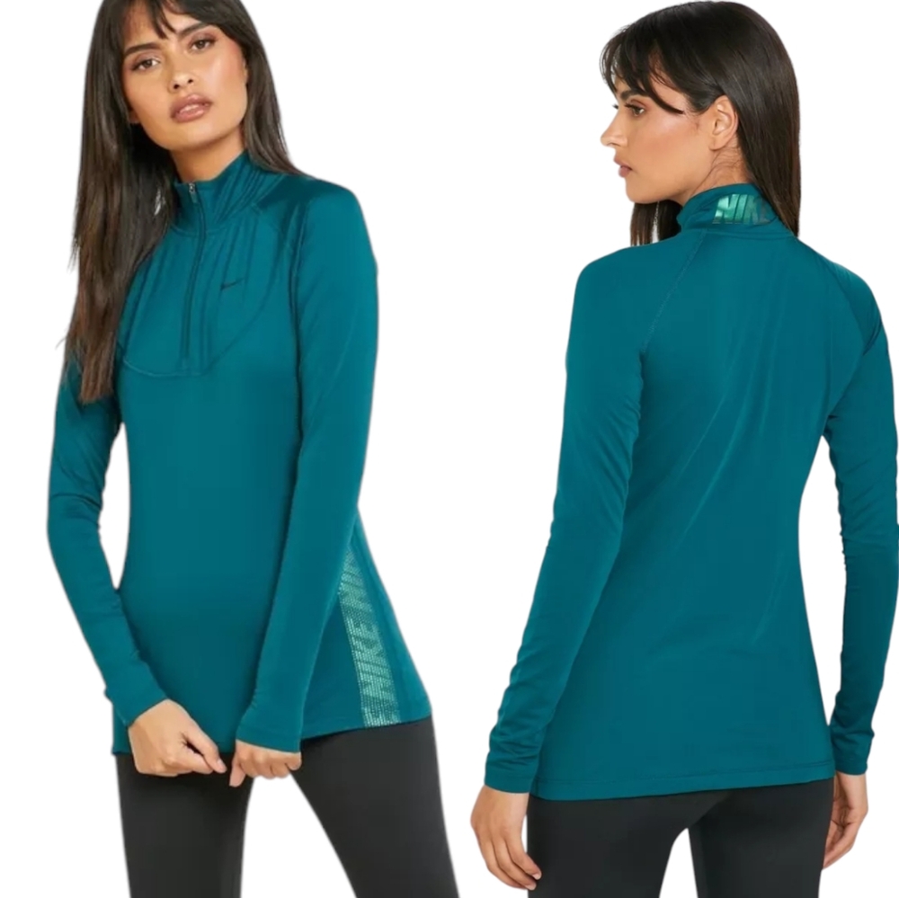 Nike Dri-Fit Nerieds 1/2 Zip Long Sleeve Top Turquoise M 🏃‍♀️✨